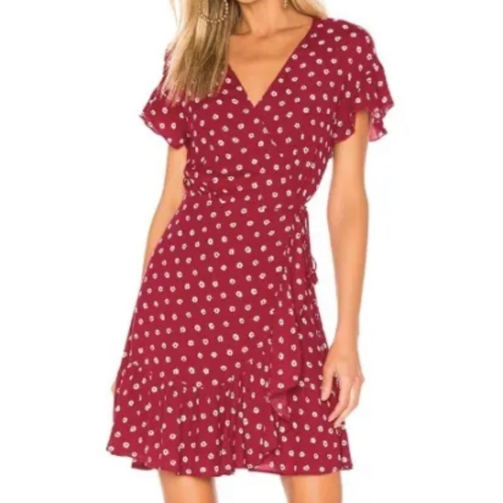 RAILS Koreen Wildflower Red Floral Print Wrap Mini Dress - Size XS ($238)